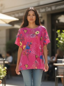 Bluza dama casual, lejera, cu maneca scurta, marimi pana la 6xl