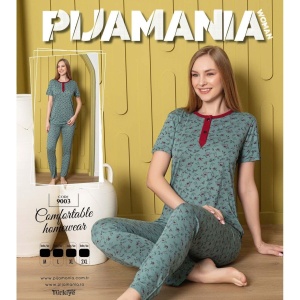 Pijama dama cu maneca scurta si pantaloni lungi din bumbac calitativ cod x2910