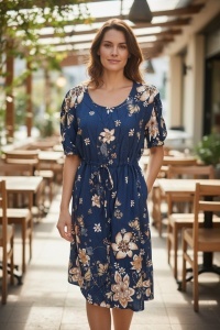 Rochie lunga de vara cu model floral elegant