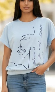 Tricou dama cu maneca scurta si imprimeu modern