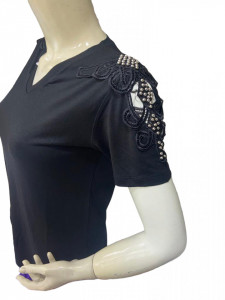bluza eleganta cu broderie la maneci cod m4976
