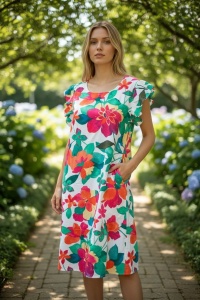 Rochie vaporoasa de vara cu imprimeu floral