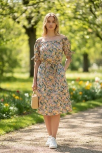 Rochie vaporoasa de vara cu imprimeu floral
