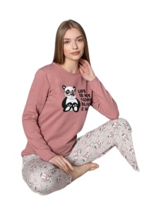 Pijama dama din bumbac cu maneca lunga cod x1519