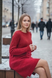 Rochie groasa tricot de dama COD ROCHIE-088