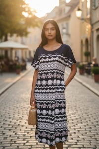 Rochie larga de dama pentru dame cu forme