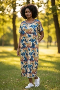 Rochie larga de dama pentru dame cu forme