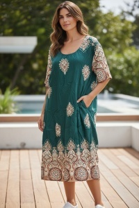 Rochie lunga de vara cu model floral elegant