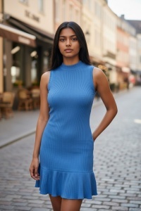 Rochie scurta din tricot, model scurt cu croiala slim