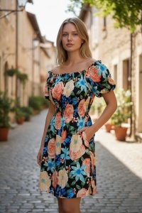 Rochie vaporoasa de vara cu imprimeu floral