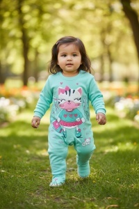 Salopeta din bumac cu maneca lunga pentru bebe COD SALOPETA-015