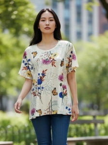 Bluza dama casual, lejera, cu maneca scurta, marimi pana la 6xl