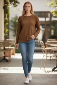 Pulover dama cu broderie pe maneci COD BLUZA-159