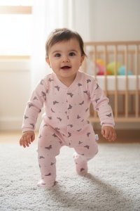 Salopeta din bumac cu maneca lunga pentru bebe COD SALOPETA-012