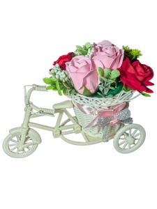 Bicicleta deosebita cu 5 trandafiri din sapun cod x40164