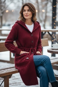 Cardigan tricotat, gros cu maneca lunga COD CARDIGAN-019