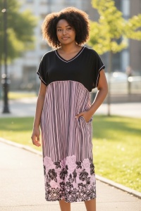 Rochie larga de dama pentru dame cu forme