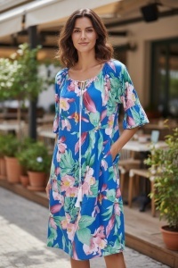 Rochie lunga de vara cu model floral elegant