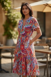 Rochie vaporoasa de vara cu imprimeu floral