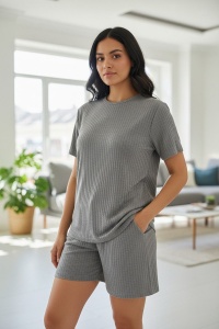 Compleu dama cu maneca scurta din tricot