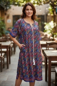 Rochie lunga de vara cu model floral elegant
