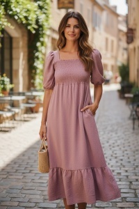 Rochie lunga de vara cu model floral elegant