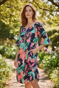 Rochie lunga de vara cu model floral elegant