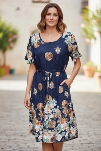 Rochie lunga de vara cu model floral elegant