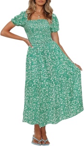 Rochie lunga de vara cu model floral elegant