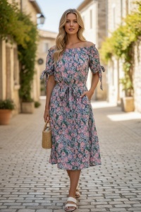 Rochie vaporoasa de vara cu imprimeu floral