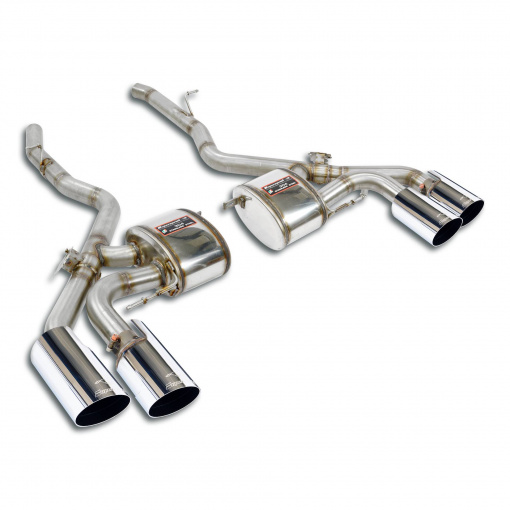 Supersprint Rear mufflers kit Right OO100 + Left OO100 with valves, Silver tips