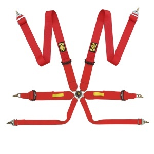 OMP DA0-0203-A01-061 Safety Harness Tecnica 3", 6-point, FIA 8853-2016, Red