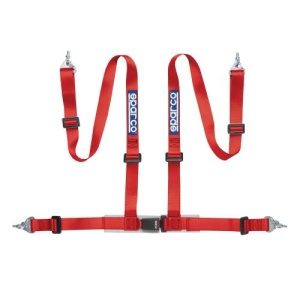SPARCO 04604BM1RS Harness belts CLUB H-4M, 4 points, 2", ECE, snap on, red