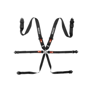SPARCO BRN0054B0K0100N Safe Harness Competition H3PD, 6 Point, Black