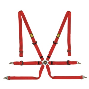 OMP DA0-0202-A01-061 Safety Harness One 2", 6-point, FIA 8853-2016, Red