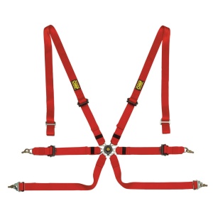 OMP DA0-0202-A02-061 Safety Harness One 2", 6-point, FIA 8853-2016, Red
