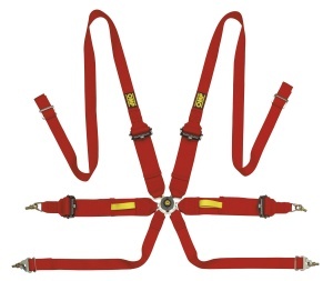 OMP DA0-0203-A02-061 Safety Harness Tecnica 3"+2", 6-point, FIA 8853-2016, Red