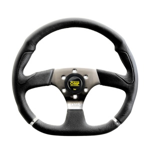 OMP OD0-2018-189 Steering Wheel Cromo 350 x 330mm, Black Leather