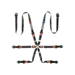 SPARCO BRN0047B0K0100N Safe Harness Pro H9 Endurance, 6 Point, Black