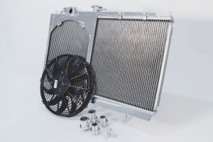 CSF RACE Mitsubishi Evo 7/8/9 Full Size Slim All-Aluminum Radiator w/ 12in SPAL Fan - Img 4