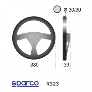 SPARCO 015R323PSNR Steering wheel R323, suede, black, diam.330m, reach 39mm - Img 2