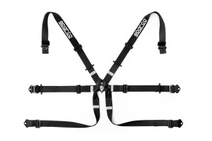 SPARCO 04819H2NR Harness belts 2", 6 point, steel adjusters, HANS, FIA 8853-2016, black