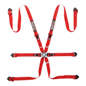 SPARCO BRN0040B0R0100N Harness Competition H-2 PD Steel 26, 6 Point, Red