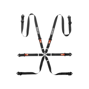 SPARCO BRN0081B0K0100N Safe Harness Competition H-2PU, 6 Point, Black