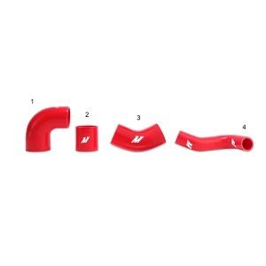 Mishimoto Mitsubishi Lancer Evolution VII/VIII/IX Upper Intercooler Pipe Kit, 2001-2007, Red Hoses - Img 4