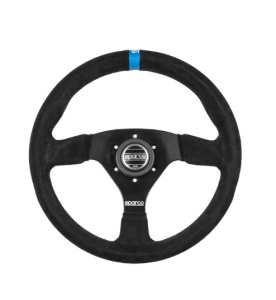 SPARCO 015R383PSNLOGO Steering wheel R383, suede, black, blue mark diam.330mm, reach 39mm