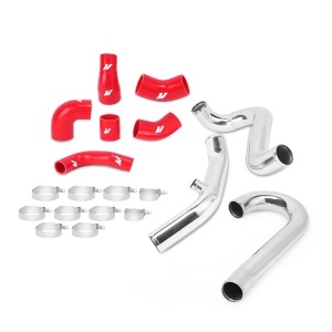 Mishimoto Mitsubishi Lancer Evolution VII/VIII/IX Intercooler Pipe Kit, 2001-2007, Red Hoses