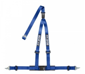 SPARCO 04608DF1AZ Harness belts CLUB H-3M DUAL, 3 points, 2", ECE, snap on, blue