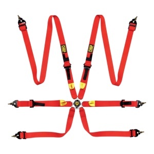 OMP DA0-0208-A01-061 Safety Harness First 2", 6-point, FIA 8853-2016, Red