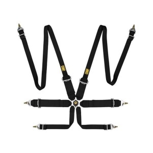 OMP DA0-0204-B02-071 Safety Harness First 3+2 Pull Up, 2/3-3-2 ", 6-Point, FIA 8853-2016, Black